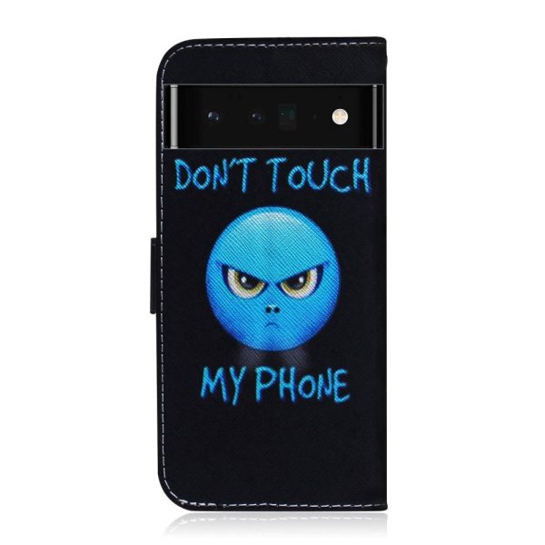 Google Pixel 6 Pro Læder Cover m. Pung & Print -  Don t Touch My Phone  For Cheap