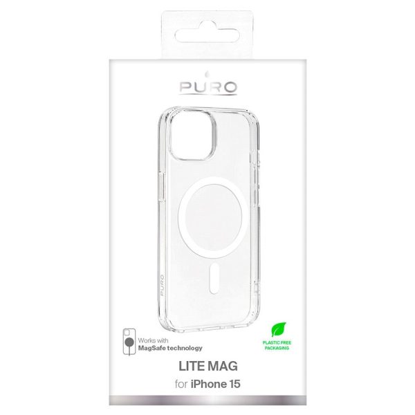 iPhone 15 Puro Lite Mag Cover - MagSafe Kompatibel - Gennemsigtig   Hvid Sale