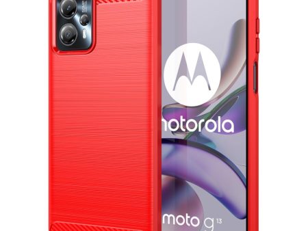 Motorola Moto G13   G23 Brushed Carbon Fiber Cover - Rød Cheap