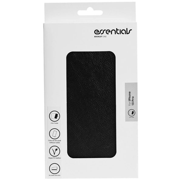 Essentials iPhone 13 Pro Læder Wallet 2 i 1 m. Kortholder - Sort For Cheap