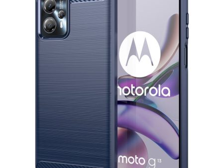 Motorola Moto G13   G23 Brushed Carbon Fiber Cover - Blå Online now