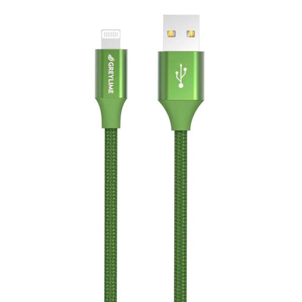 GreyLime Braided USB-A til Lightning Kabel 2 m. - Grøn Cheap