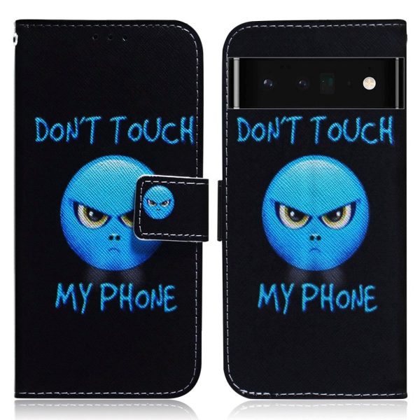 Google Pixel 6 Pro Læder Cover m. Pung & Print -  Don t Touch My Phone  For Cheap