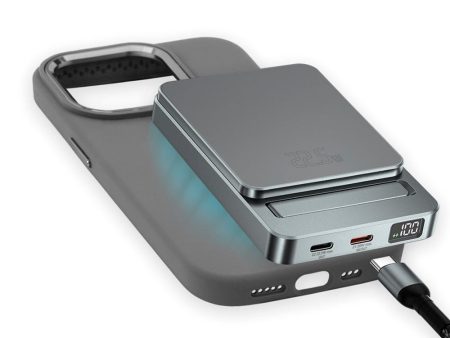 4Smarts iPhone 15 Pro OneStyle Silikone Cover - MagSafe Kompatibel - m. MagSafe Kompatibel PowerBank 22.5W 5000mAh & USB-C til USB-C kabel - Grå For Discount