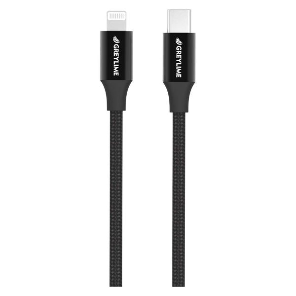 GreyLime 18W Braided USB-C til Lightning Kabel 2 m. - Sort Online Sale