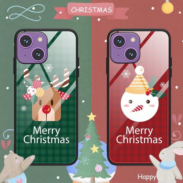 iPhone 15 Jule Cover m. Glasbagside - Merry Christmas - Snemand Supply