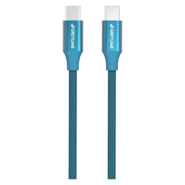 GreyLime 60W Braided USB-C til USB-C Kabel 1 m - Blå For Sale