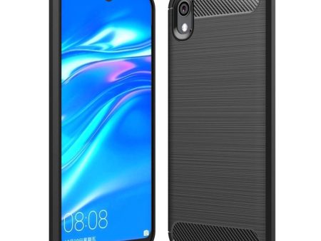 Huawei Y5 (2019) Carbon Fibre Fleksibelt Plastik Cover - Sort For Discount