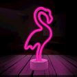 Forever Light LED Neon Dekoration m. Fod - Lyserødt Lys m. Flamingo For Sale