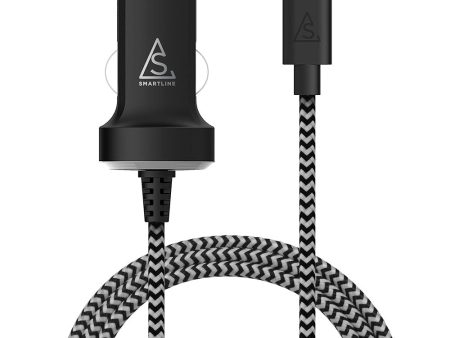 Smartline 10.5W Biloplader m. Integreret USB-C Kabel - Sort Online now