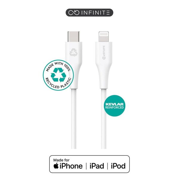 eSTUFF INFINITE MFI USB-C til Lightning Kabel 1 m - 12W - 100% Genbrugsplastik - Hvid Online Sale