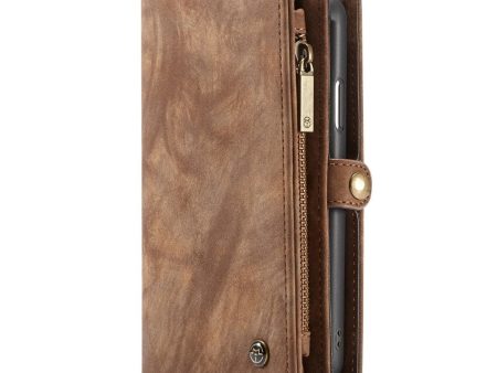 iPhone XR CASEME 2-in-1 Vintage Style Leahter Wallet Cover Brun For Discount