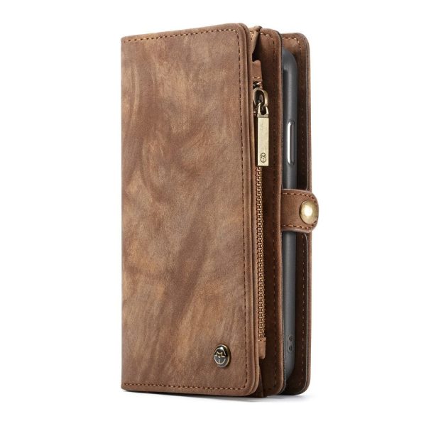 iPhone XR CASEME 2-in-1 Vintage Style Leahter Wallet Cover Brun For Discount