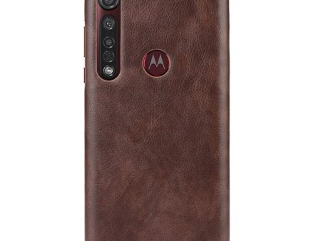 Mototola Moto G8 Plus Litchi Grain Læderbetrukket Plastik Cover - Brun Online