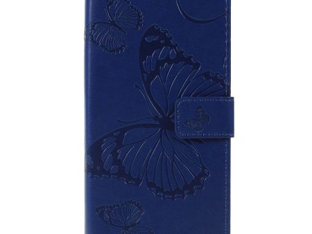 Huawei Y5 (2019) Læder Cover m. Pung - Blå Sommerfugl Online Hot Sale