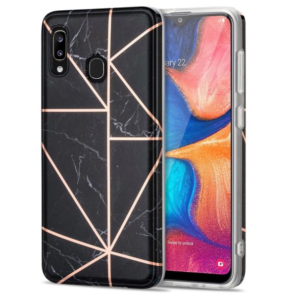 Samsung Galaxy A30 Fleksibelt Plastik Cover - Sort Marmor Online Hot Sale