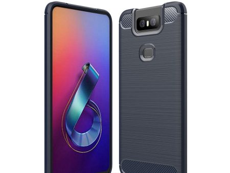 Asus Zenfone 6 (ZS630KL) Brushed Carbon Fiber Texture Cover Mørkeblå on Sale