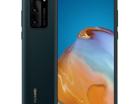 Original Huawei P40 PU Cover - Sort m. Grønt Skær For Sale