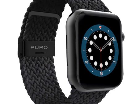 Apple Watch (38 40 SE 41 42mm) Puro Loop Flettet Stof Rem - Sort Hot on Sale