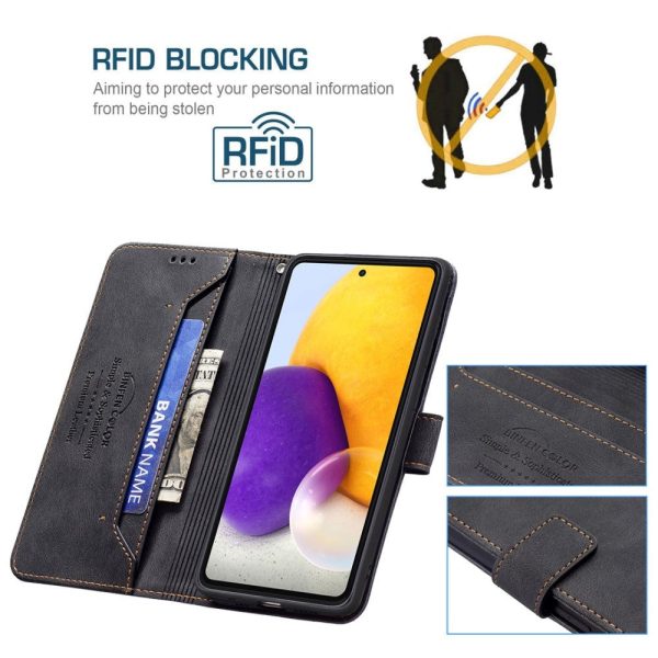 Samsung Galaxy A73 (5G) BINFEN Blødt Læder Cover m. Pung - Udvendig Magnetflap - Sort Discount