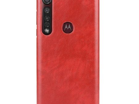 Motorola Moto G8 Plus Litchi Grain Læderbetrukket Plastik Cover - Rød Cheap