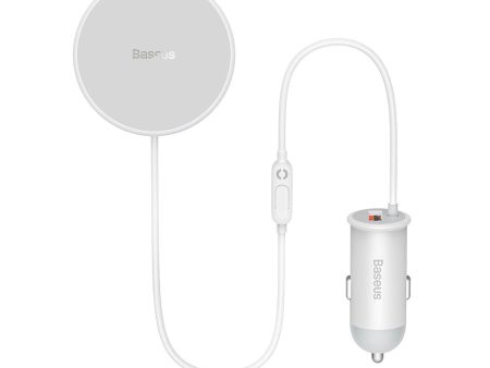 Baseus Magnetisk Biloplader til Blæseren 15W + USB-A 25W - MagSafe Kompatibel - Hvid Discount