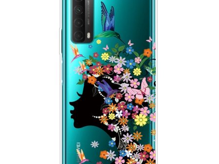 Huawei P Smart (2021) Gennemsigtigt Plastik Cover m. Blomsterpige Sale