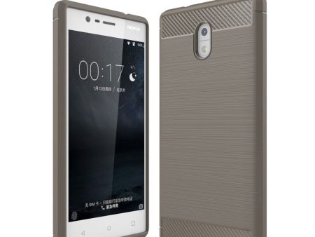 Nokia 3 Brushed Carbon Fibre TPU Plast Cover Grå on Sale