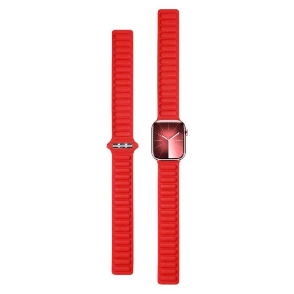 Apple Watch (38 40 SE 41 42mm) Lippa Magnetisk Læder Rem - Rød Hot on Sale