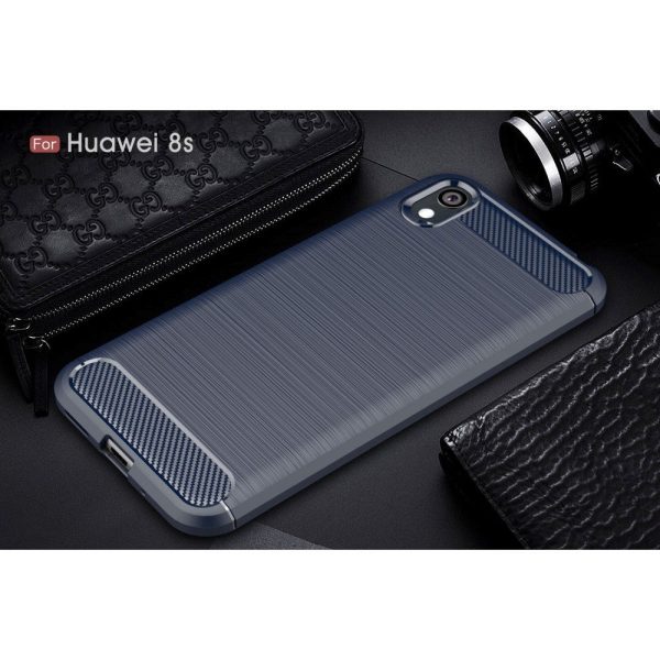 Huawei Y5 (2019) Carbon Fibre Fleksibelt Plastik Cover - Mørke Blå Online Sale