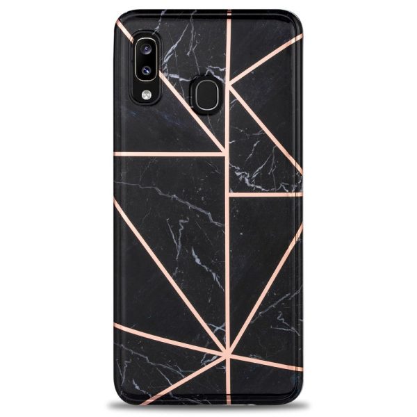 Samsung Galaxy A30 Fleksibelt Plastik Cover - Sort Marmor Online Hot Sale