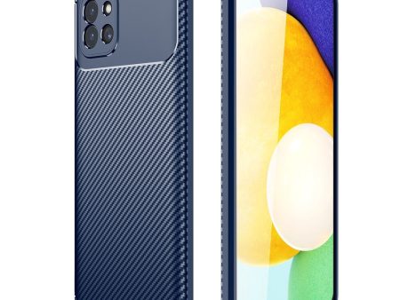 Samsung Galaxy A03 Carbon Fiber Fleksibelt Plastik Cover - Blå For Cheap