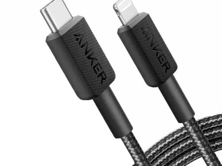 Anker 322 USB-C - Lightning Kabel 60W PD m. Nylon 90Cm - Sort Sale