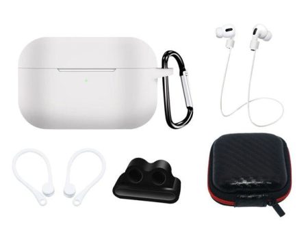 AirPods Pro (1 & 2. gen.) Hurtel Silikone Case Sæt m. Etui, Neck Strap & Ear Hook - Hvid on Sale