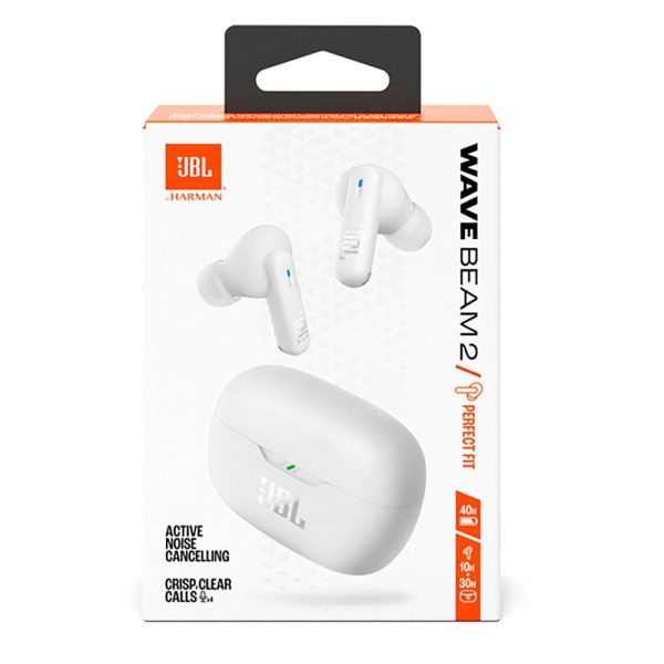 JBL Wave Beam 2 True Wireless Høretelefoner - In-Ear - Hvid on Sale