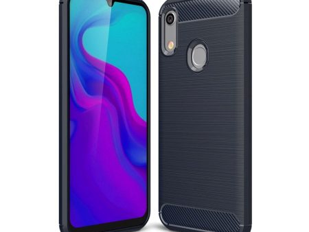 Huawei Y6   Y6s (2019) Brushed Carbon Fibre TPU Plast Cover Mørkeblå on Sale