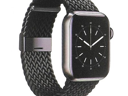 Apple Watch (38 40 SE 41 42mm) GEAR Flettet Urrem Strækbar - Sort Online Hot Sale