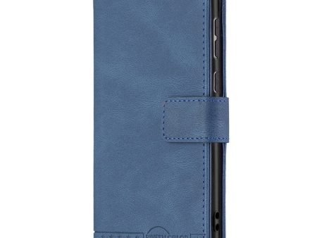 Samsung Galaxy A73 (5G) BINFEN Blødt Læder Cover m. Pung - Udvendig Magnetflap - Blå Online now