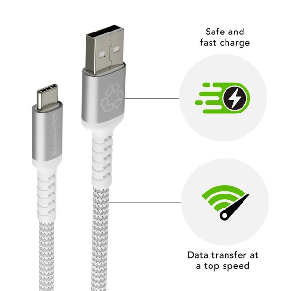 dbramante1928 Opladningskabel af Flettet Genbrugskabel - USB-A til USB-C - 36W - 2.5M - Hvid Cheap