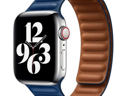 Apple Watch (38 40 SE 41 42mm) Lippa Magnetisk Læder Rem - Blå Discount