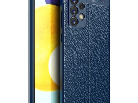 Samsung Galaxy A73 (5G) Fleksibelt Plastik Cover Litchi Tekstur - Blå on Sale