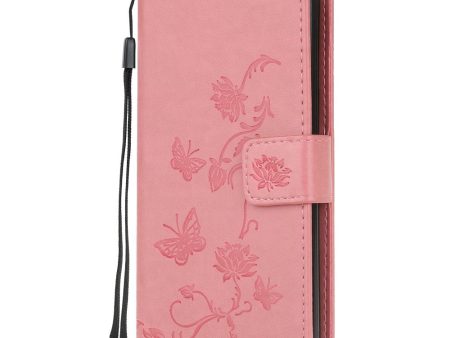 Huawei P Smart (2020) Læder Cover m. Pung - Blomster og Sommerfugle Lyserød Discount