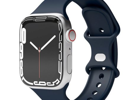 Apple Watch (38 40 SE 41 42mm) Vonmählen Classic Band Silikone Rem - Mørkeblå For Cheap