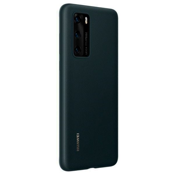 Original Huawei P40 PU Cover - Sort m. Grønt Skær For Sale