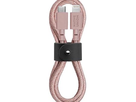 Native Union Belt Kabel USB-C til Lightning m. Læderspænde 1.2 m. - Rose For Discount