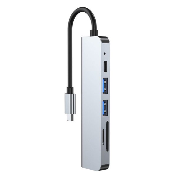 Tech-Protect V4-Hub 6in1 Multi Adapter - Grå Cheap