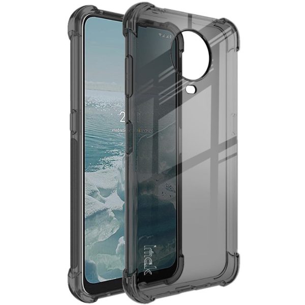 Nokia G10   G20 IMAK Shock Resistant Case m. Beskyttelsesfilm - Gennemsigtig   Sort Fashion