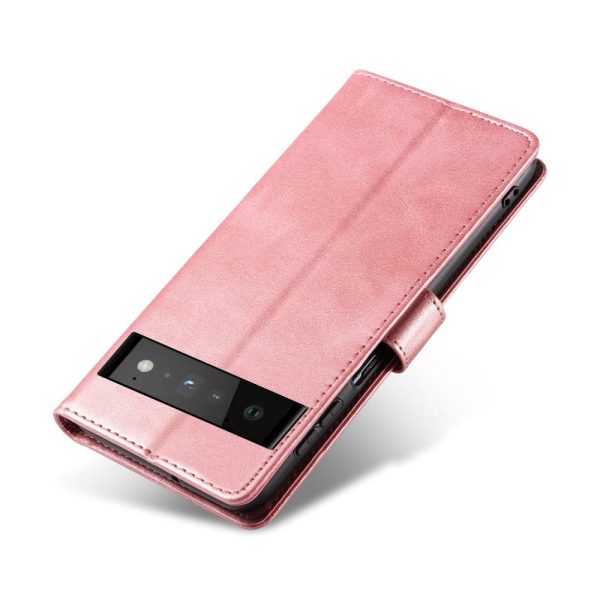 Google Pixel 6 Pro Kunstlæder Cover m. Pung - Rose Gold Online