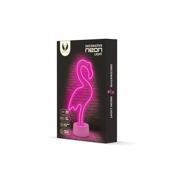 Forever Light LED Neon Dekoration m. Fod - Lyserødt Lys m. Flamingo For Sale