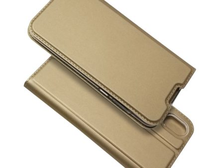 Huawei Y5 (2019) Slim Læder Flip Cover m. Kortholder - Guld on Sale